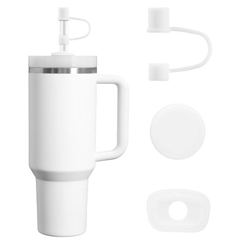 MOLOSLEEVE 21 Colors Straw Toppers Include A Set of Leak-proof Plugs, for Stanley Straw Covers Cap for Stanley Cup 2.0 30oz, 40oz, Silicone, Dust-Proof （White） - Image 1