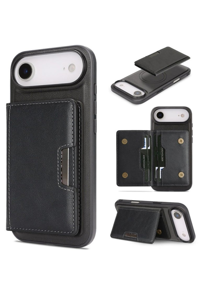 إكس ليفيل متوافق مع Magsafe 2 في 1 قابلة للفصل iPhone محفظة الهواء حالة مع حامل البطاقة للنساء الرجال,المغناطيسية PU الجلد RFID حجب Flip Kickstand فتحات الائتمان,لشركة آبل 17 الهواء 2025,أسود - Image 1