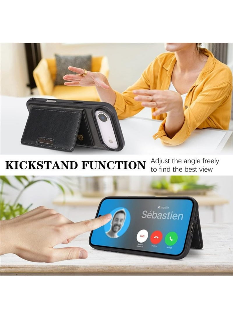 إكس ليفيل متوافق مع Magsafe 2 في 1 قابلة للفصل iPhone محفظة الهواء حالة مع حامل البطاقة للنساء الرجال,المغناطيسية PU الجلد RFID حجب Flip Kickstand فتحات الائتمان,لشركة آبل 17 الهواء 2025,أسود - Image 5