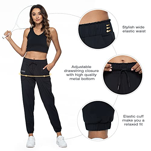 Haowind Joggers for Women with Pockets Elastic Waist Workout Sport Gym Pants Comfy Lounge Yoga Running Pants(Black01 XXL) - Image 4