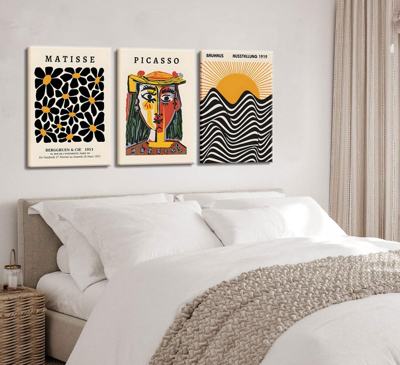 MHYIDUT 3 Pack Framed Gallery Wall Art Picasso Matisse Bauhaus Set Canvas Prints Abstract Paintings Posters Orange Black Modern Minimalist Wall Decor Pictures Suitable for Bedroom Living Room Decor (Framed - Image 5
