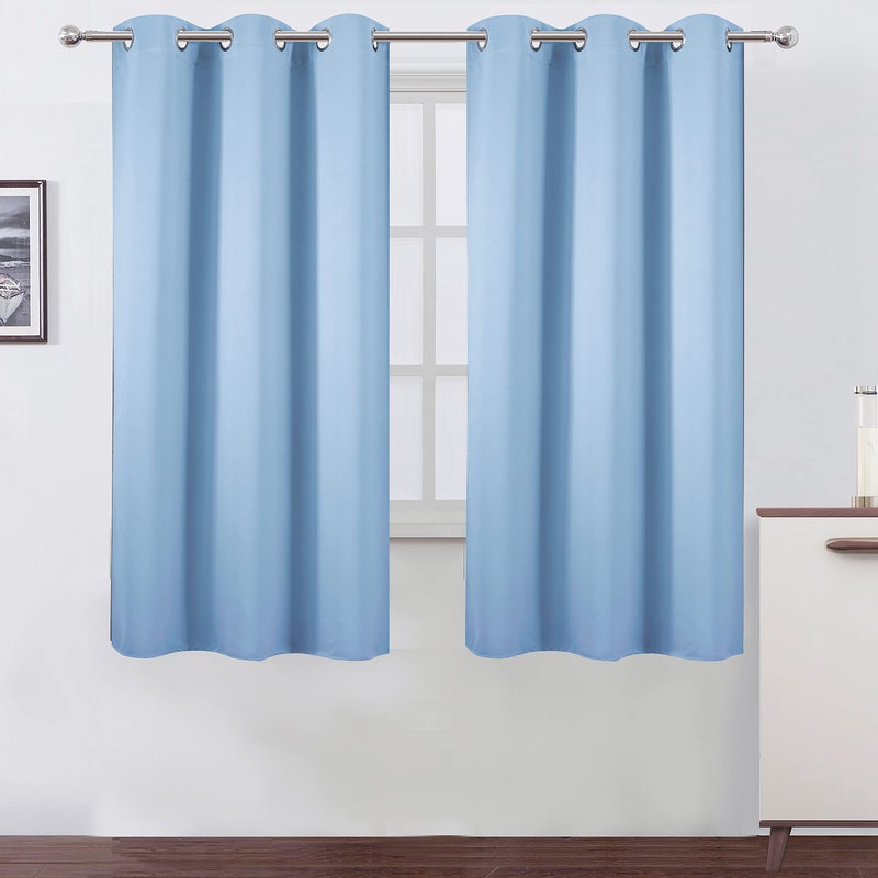 LEMOMO Sky Blue Thermal Blackout Curtains38 x 63 InchSet of 2 Panels Room Darkening Curtains for Bedroom