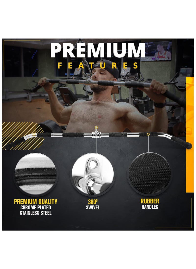 Generic PUMP-KING Barbel Machine Cable Attachment Pro Grip Revolving Non Slip Handle Bar Pro Grip Revolving pull down Lat Bar-Silver, for Bicep Tricep  - Image 2