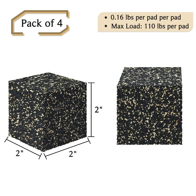 BXI Subwoofer Isolation Pad - 4 Pcs 2 X 2 X 2 Inches Bass Reduction Floorstanding Speakers Mat Riser - Thick Large Rubber Cork Anti Vibration Pads for Heavy Machine Equipment Studio Monitor Stands - Image 2