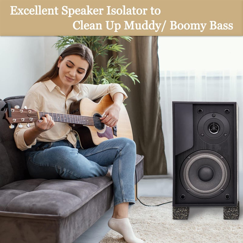 BXI Subwoofer Isolation Pad - 4 Pcs 2 X 2 X 2 Inches Bass Reduction Floorstanding Speakers Mat Riser - Thick Large Rubber Cork Anti Vibration Pads for Heavy Machine Equipment Studio Monitor Stands - Image 4