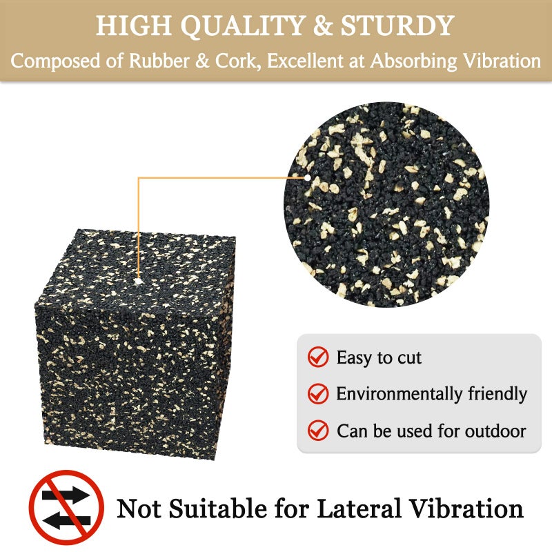 BXI Subwoofer Isolation Pad - 4 Pcs 2 X 2 X 2 Inches Bass Reduction Floorstanding Speakers Mat Riser - Thick Large Rubber Cork Anti Vibration Pads for Heavy Machine Equipment Studio Monitor Stands - Image 5