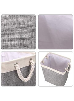 HomarKet Laundry Basket with Handles and Brackets Large Tall Hamper Collapsible Washing Bin Built-in Lining for Bedroom Dorm Toy Clothing Storage (Beige and Grey)  - Image 3