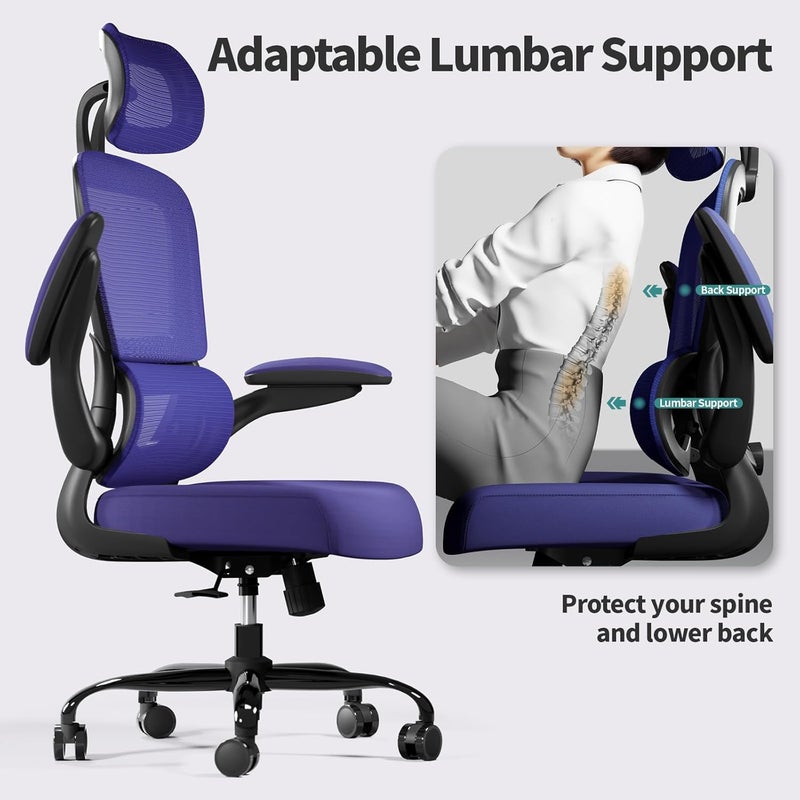 TRALT Office Chair Ergonomic Desk Chair, 330 LBS Home Mesh Office Desk Chairs with Wheels, Comfortable Gaming Chairs (Violet) - Image 4
