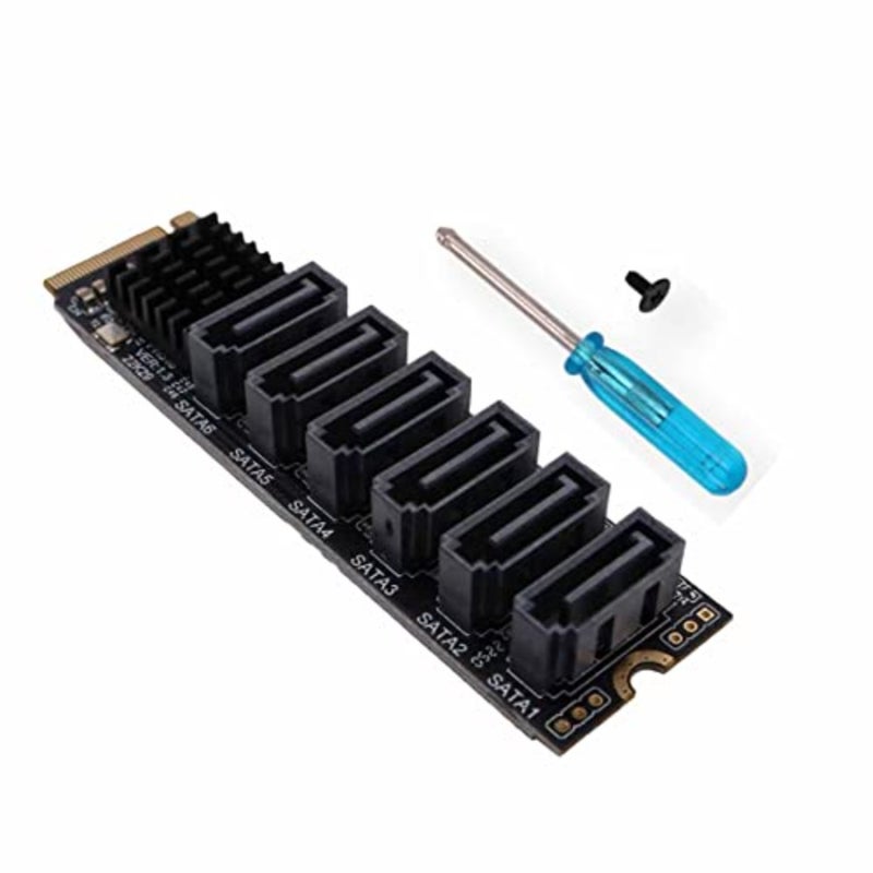 M2 NGFF NVME M-Key PCI Express إلى SATA 3.0 6Gbps 6 منافذ محول محول بطاقة تمديد القرص الصلب - Image 1