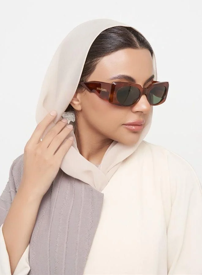 30Sundays 30Sundays PIPER,Women Sunglasses, Rectangle Sunglasses, UV Protection: UV400 (Brown,Green)