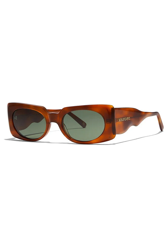 30Sundays 30Sundays PIPER,Women Sunglasses, Rectangle Sunglasses, UV Protection: UV400 (Brown,Green)
