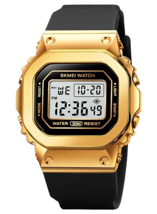 SKMEI SKMEI 1796 Waterproof Digital Sport Watch Alarm Calendar Multifunction, Gold - Image 1