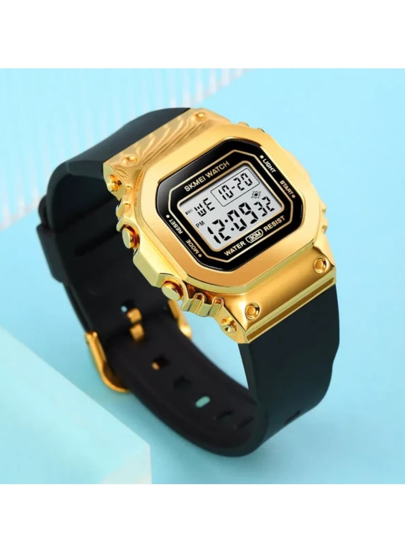 SKMEI SKMEI 1796 Waterproof Digital Sport Watch Alarm Calendar Multifunction, Gold - Image 2