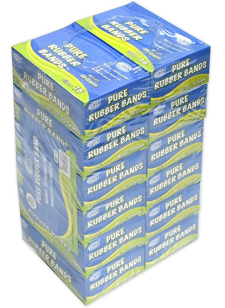 FIS 12 Boxes FIS Pure Rubber Bands, Size 16 Yellow - FSRB50/16N - Image 1