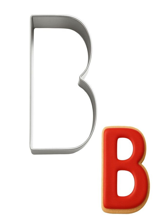 Foose Alphabet Cookie Cutter Set - 3 Inch Tin-Plated Steel Letters A-Z - Individual Letter Cookie Cutters for Baking, Fondant, Crafts & Classroom Fun - Made in the USA (Letter B) - Image 1