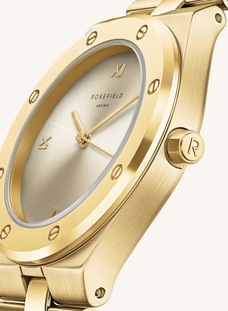 Rosefield  Women's Rose Round Analogue Watch, Cream Sunray Dial, Gold Steel Bracelet for Women | Best Price UAE