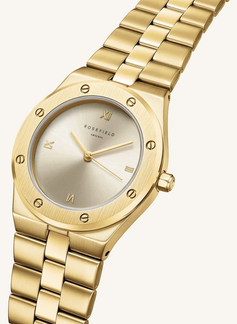 Rosefield  Women's Rose Round Analogue Watch, Cream Sunray Dial, Gold Steel Bracelet for Women | Best Price UAE