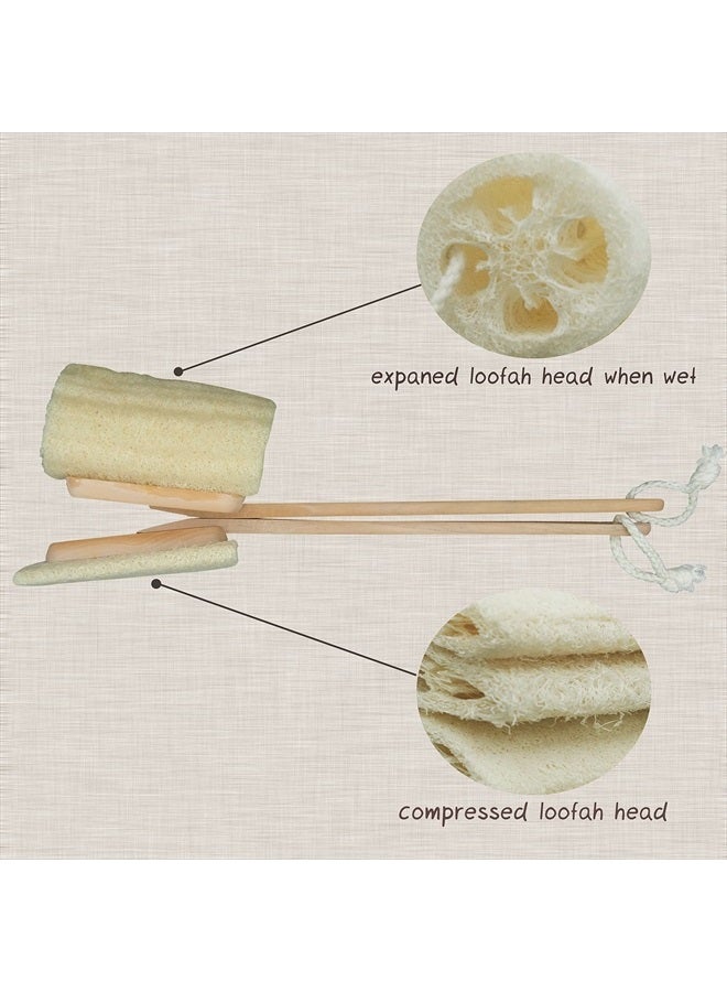 TTYBG Natural Exfoliating Loofah Luffa Loofa Back Sponge Scrubber Brush with Long Wooden Handle Stick Holder Body Shower Bath Spa Pack of 2 - Image 5