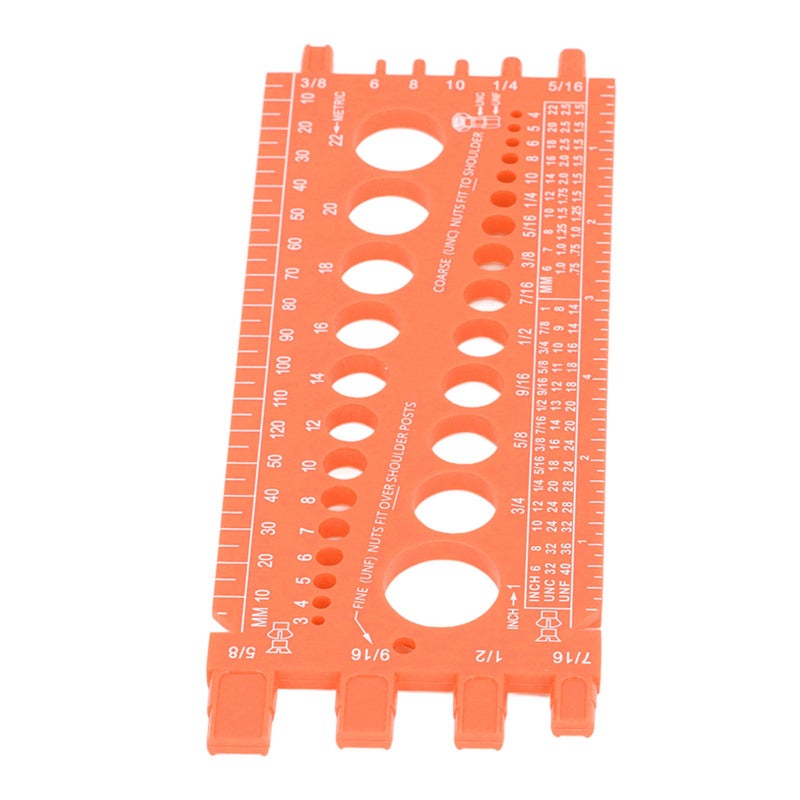 Nut Bolt Screw Gauge Multi Functional Inch Metric Quick Identification Nut Bolt Thread Checker for Workshop Garage Orange - Image 2