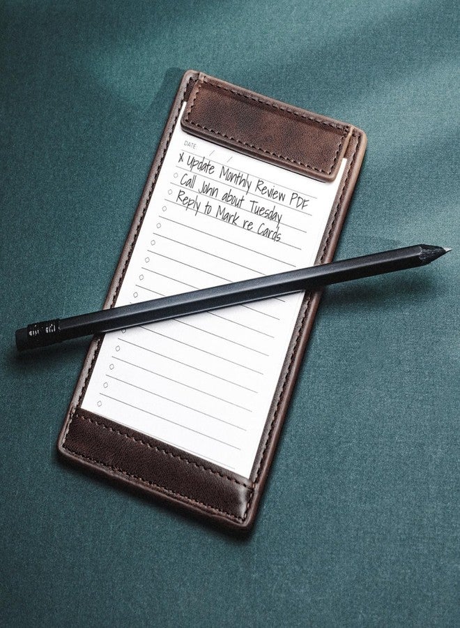 Notsu Note Card Holder | Minimalist 3x5 Inch Index Card Holder Handheld Case in Premium Dark Brown Vegan Leather with 25 To Do List Notecards - Image 2