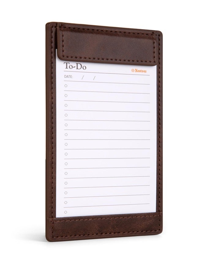 Notsu Note Card Holder | Minimalist 3x5 Inch Index Card Holder Handheld Case in Premium Dark Brown Vegan Leather with 25 To Do List Notecards - Image 1