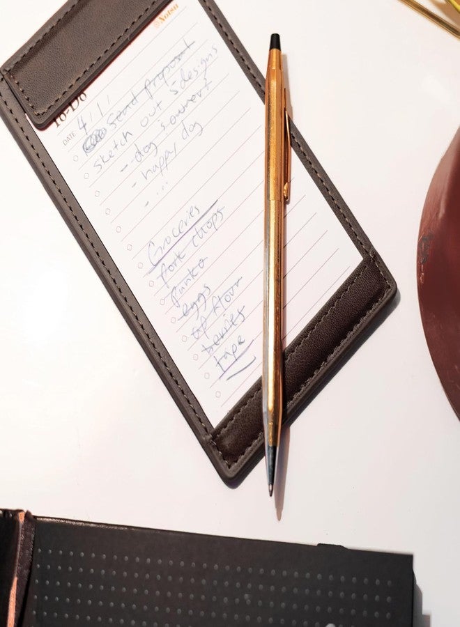 Notsu Note Card Holder | Minimalist 3x5 Inch Index Card Holder Handheld Case in Premium Dark Brown Vegan Leather with 25 To Do List Notecards - Image 3