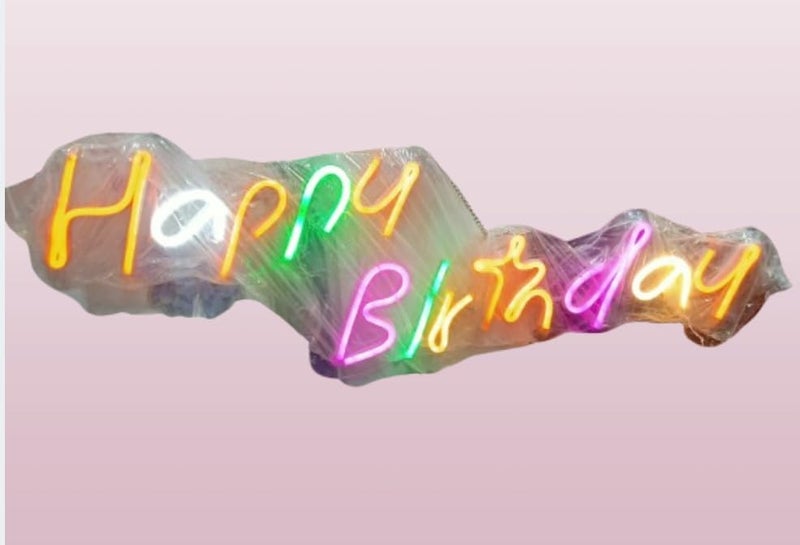 Opulent happy birthday light multicolored neon LED light Size 24 x 8 Inch  - Image 1