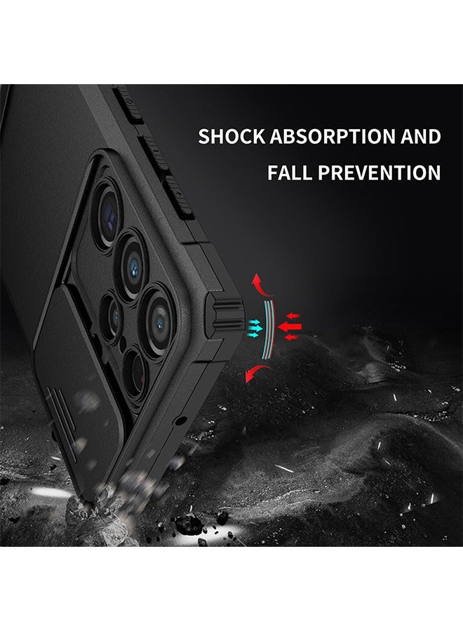 HY Case for Samsung Galaxy S24 Ultra Drop Proof Protection Rugged Protective S24 Ultra 5G Phone Cover with Built in Kickstand & Slide - Shockproof TPU Matte Textured Bumper Design (Black)  - Image 4