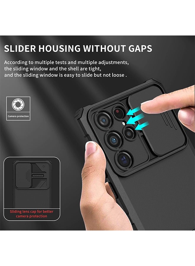 HY Case for Samsung Galaxy S24 Ultra Drop Proof Protection Rugged Protective S24 Ultra 5G Phone Cover with Built in Kickstand & Slide - Shockproof TPU Matte Textured Bumper Design (Black)  - Image 5