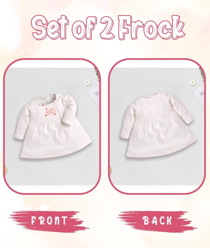 BABY GO Full Sleeve Regular Round Neck A Line Frocks for Baby Girls (Pack of 2) - Image 4