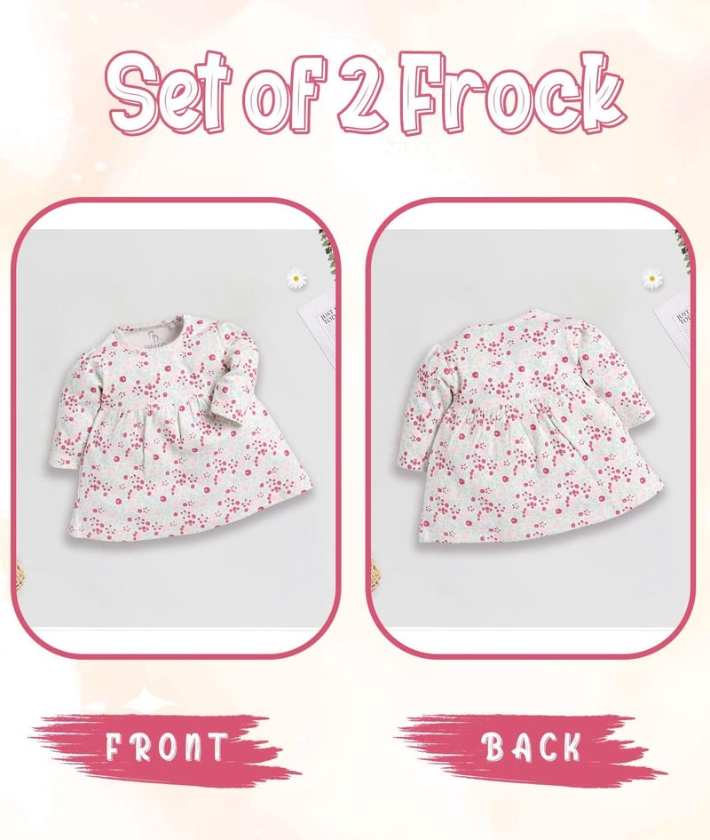 BABY GO Full Sleeve Regular Round Neck A Line Frocks for Baby Girls (Pack of 2) - Image 3