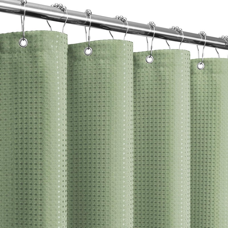 Gibelle Sage Green Shower Curtain Waffle Weave Textured Fabric Shower Curtain for Bathroom  Soft Cloth  Hotel Spa Luxury Water Repellent Machine Washable 72X72 Sage Green