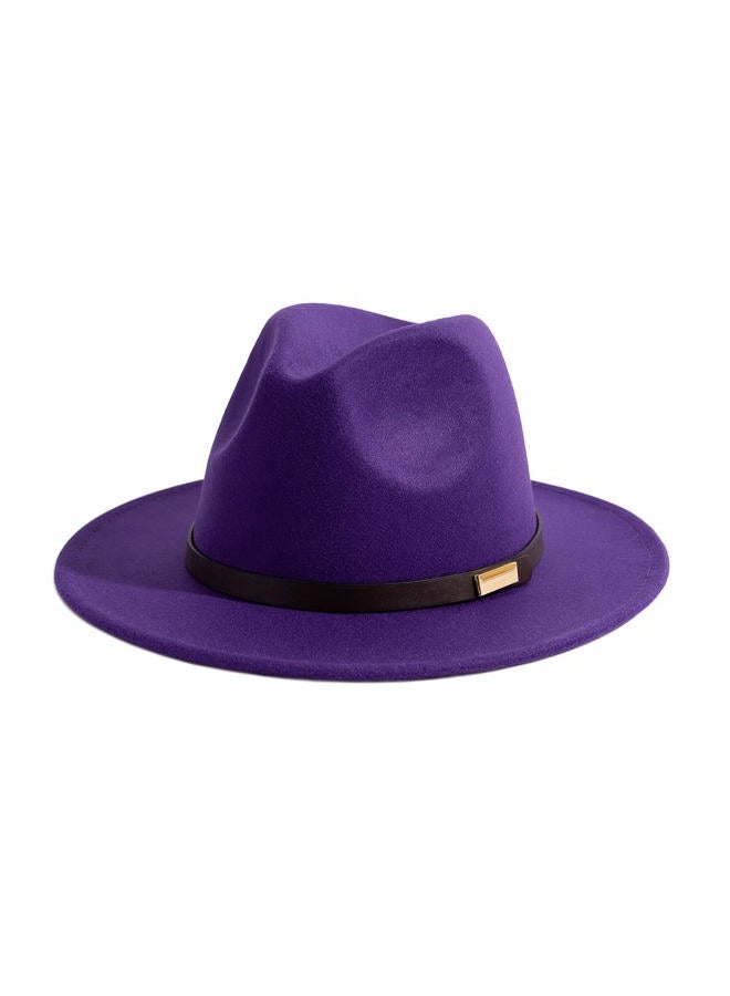 Gossifan Fedora Hats for Men, Women Wide Brim Panama Hat with Classic Belt, B-belt Purple, 7 1/8-7 1/4 - Image 1