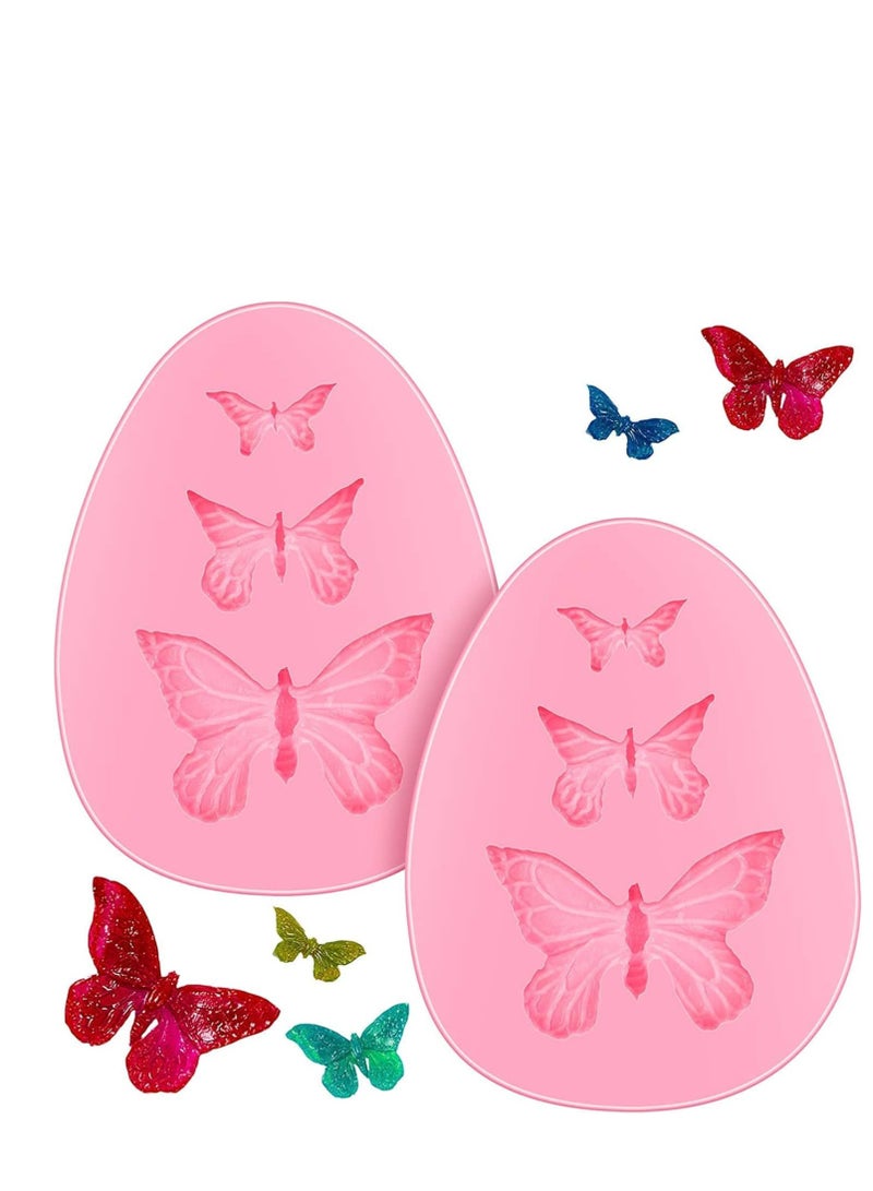 2 Pcs Butterfly Silicone Fondant Mold, Cake Jelly Molds, Chocolate Mould, Silicone Fondant Candy Cake Baking Mold, Kitchen Baking Tool, Cupcake Decoration Tool, for Cake Decorating - Image 1