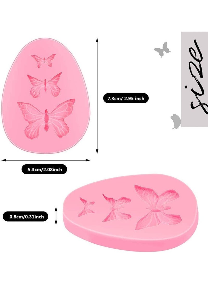 2 Pcs Butterfly Silicone Fondant Mold, Cake Jelly Molds, Chocolate Mould, Silicone Fondant Candy Cake Baking Mold, Kitchen Baking Tool, Cupcake Decoration Tool, for Cake Decorating - Image 2