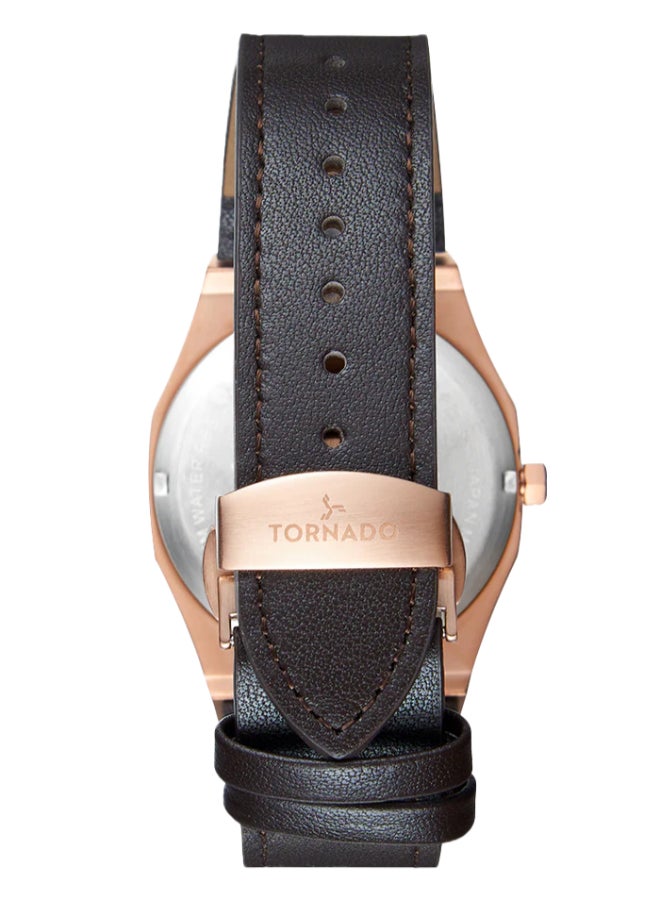 TORNADO Men's Leather Analog Watch T22002-RLDB - 40 mm - Image 3