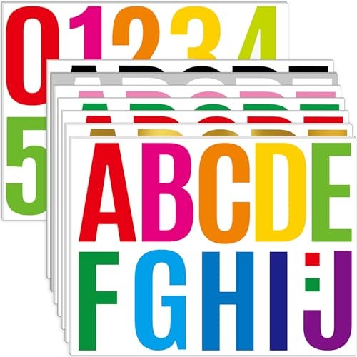 Huimdery 24 Sheets Letter Stickers Bulletin Board Letters Large 4 Inch Vinyl Alphabet Stickers Big ABC Numbers Peel and Stick for Poster Board Classroom Mailbox Crafts Window Door Decoration (Colorful) - Image 1