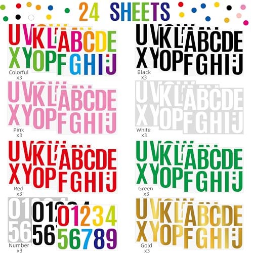 Huimdery 24 Sheets Letter Stickers Bulletin Board Letters Large 4 Inch Vinyl Alphabet Stickers Big ABC Numbers Peel and Stick for Poster Board Classroom Mailbox Crafts Window Door Decoration (Colorful) - Image 3