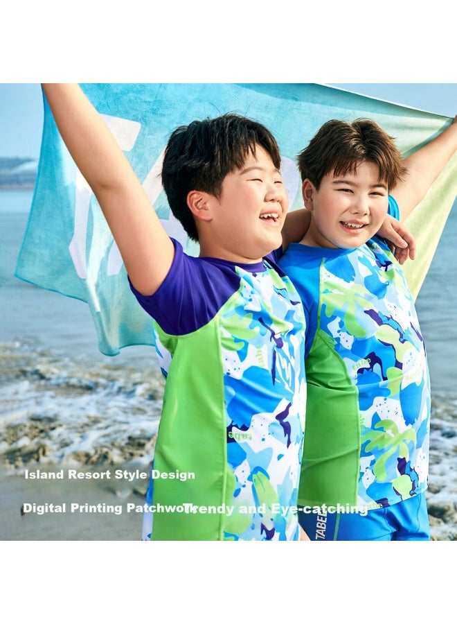 TABE Xiaozhu Toni Boys' Swimwear, Chlorine-resistant, Quick-drying, Children's Swimsuit, For Ages 6-12, Youth Swimwear, Two-piece, For Older Children - Image 1