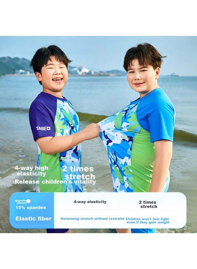 TABE Xiaozhu Toni Boys' Swimwear, Chlorine-resistant, Quick-drying, Children's Swimsuit, For Ages 6-12, Youth Swimwear, Two-piece, For Older Children - Image 2