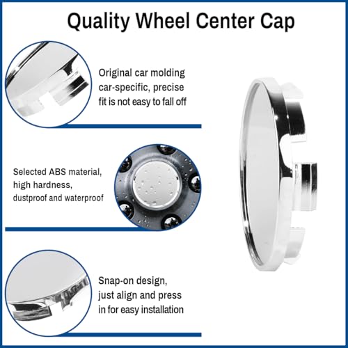 GTOWNWORKS 64mm 2.52in Wheel Center caps for Chrysler 300c Generation 2 2012 to 2015, Tercel Mustang Wheel Center Hubcaps, Chrome Center Cover Replacement, 4 Pack - Image 5
