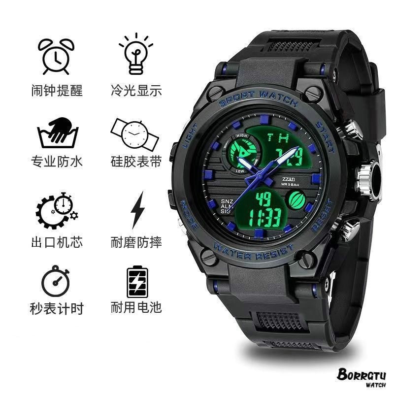 Trendy Sports Fashion Unisex Digital Watches Black and Blue Plate
