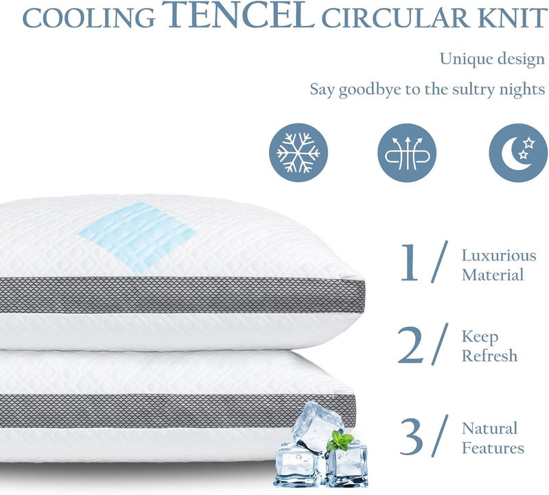 Luxe Linen Standard Bed Pillows, Shredded Memory Foam Pillows, Adjustable Bed Pillow for Sleeping, 18"x26"Cooling Tencel Circular Knit Pillows for Side, Back, Stomach Sleepers（Pack of 1） | Cooling Tencel Lyocell Bed Pillow for Sleeping, 18"x26" Pillows for Side, Back, Stomach Sleepers, Pack of 1 - Image 4