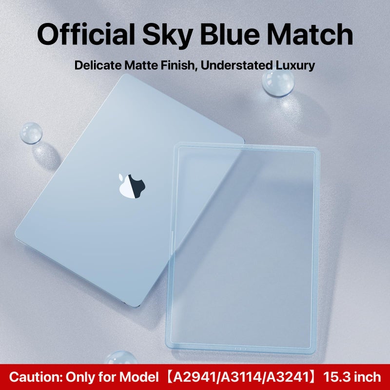 Soonjet CrackGuard for MacBook Air 15 inch Case | M4 M3 M2 2026 2025 2024 2023 | Anti-Crack Upgrade |100% Match Official Color | Hard Shell Laptop Cover | A3241 A3114 A2941 | Sky Blue Clear - Image 4