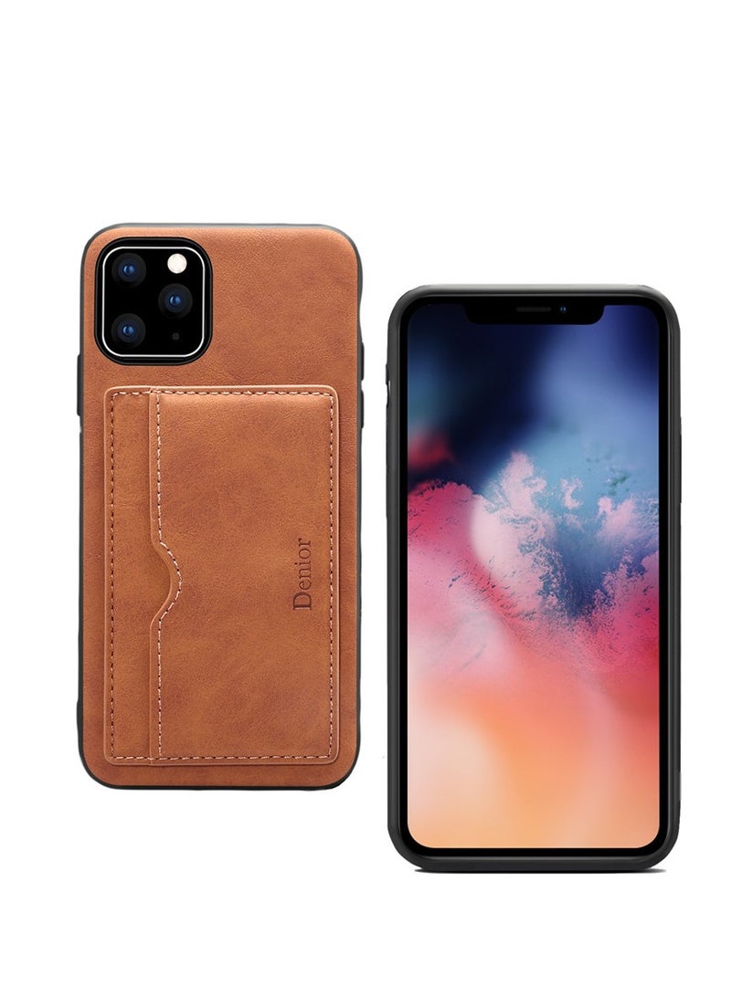 Denior Suitable for iPhone11 retro matte imitation cowhide card holder phone case, Apple 11 protective case  - Image 1