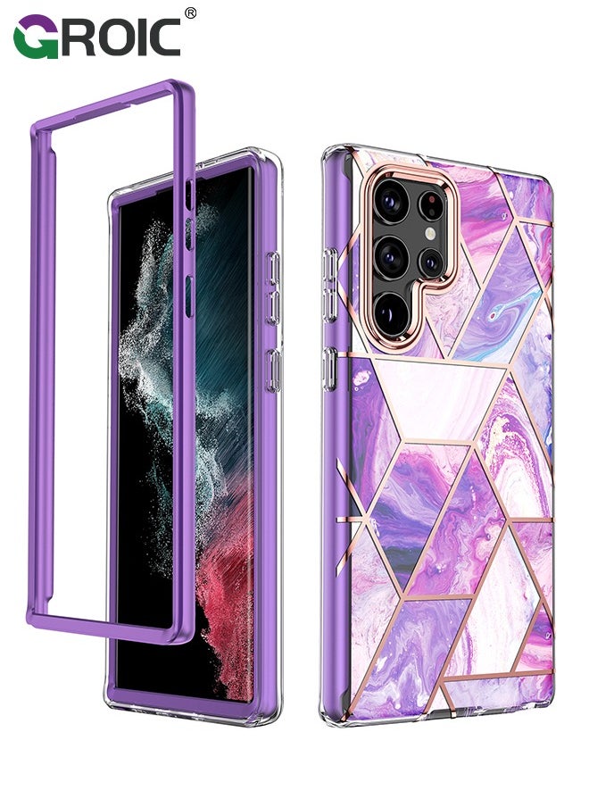 GROIC - Designed for Samsung Galaxy S24 Ultra 6.8" Case, Full Body Rugged Case with Built-in Touch Sensitive Anti-Scratch Screen Protector, Stylish Marble Shockproof Protective Phone Case Slim Thin Cover - Image 1