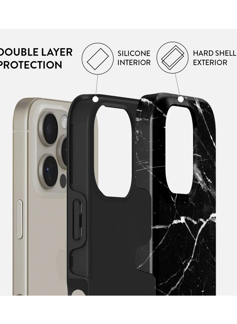 BURGA - Burga iPhone 16 Pro Case, 2 Piece Hard Shell + TPU Interior, Shock Absorption, All Port Accessible, Raised Bezel For Screen & Camera Protection, Never Fading HQ Print, Noir - Image 1