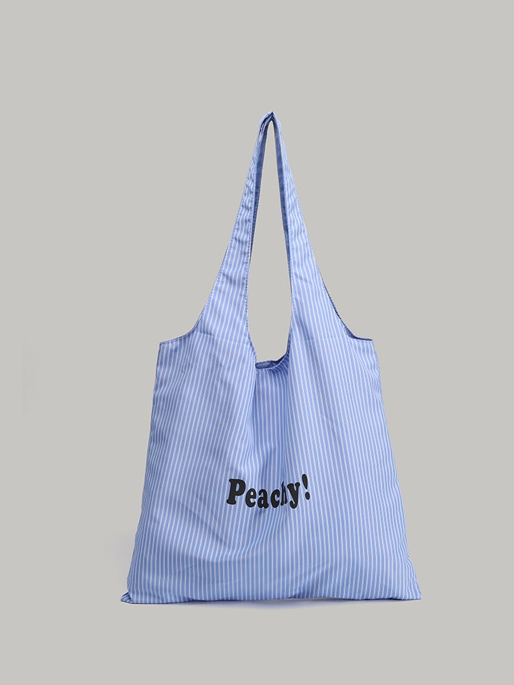 Bag Women'S Single Shoulder Large Capacity Nylon Bag Striped Letter Printed Cloth Bag Simple All-Match Fashionable Small Crowd Bag - Image 2