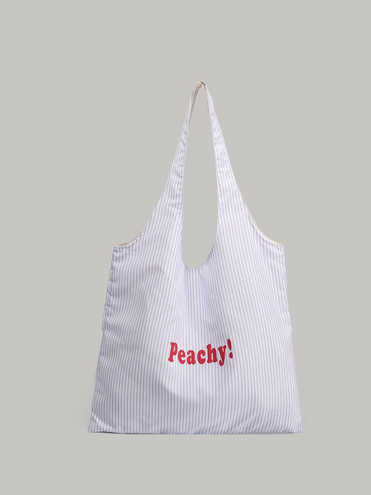 Bag Women'S Single Shoulder Large Capacity Nylon Bag Striped Letter Printed Cloth Bag Simple All-Match Fashionable Small Crowd Bag - Image 1