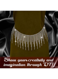 Mtlee Rhinestone Fringe Rhinestone Trim Rhinestone Fringe Belt Rhinestone Fringe Trim Beaded Fringe Trim Rhinestone Ribbon Tassel Chain For Jeans Clothing Accessories Diy Decoration (1 Yard Silver)  - Image 3